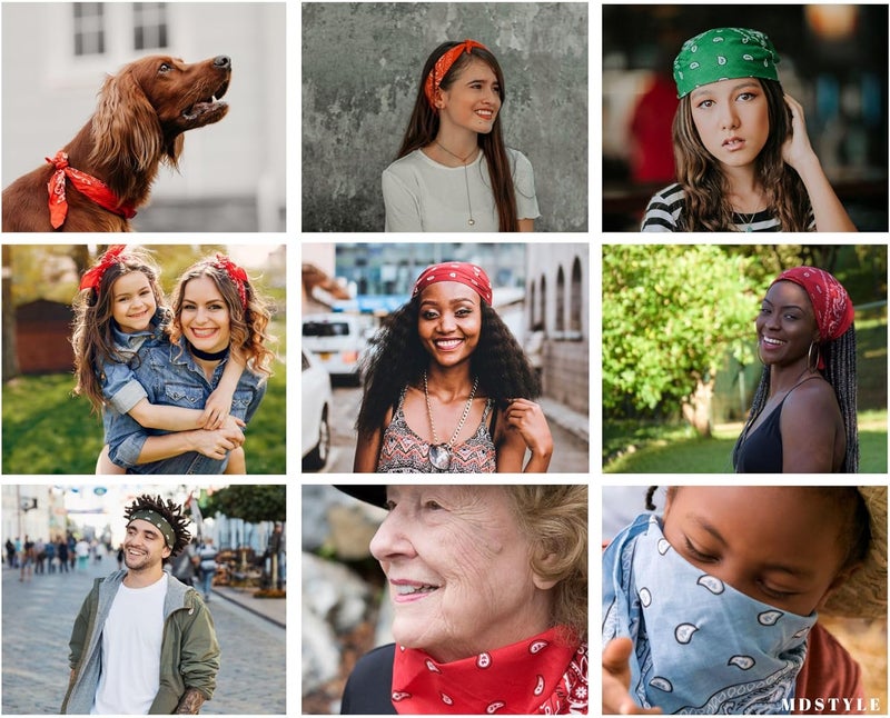 MD Style 100% Cotton Bandana for Men & Women 22" x 22" Paisley Pattern Handkerchief Headband Scarf - Image 5